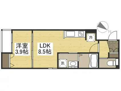 月光 新倉敷駅前(1LDK/1階)の間取り写真