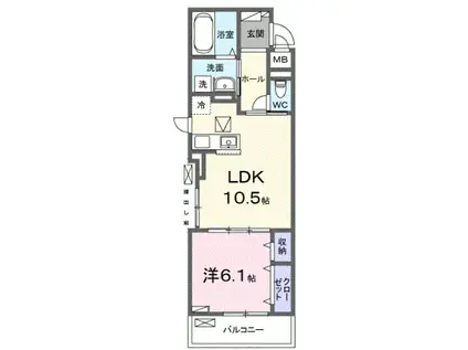 アウル吉祥寺南(1LDK/1階)の間取り写真
