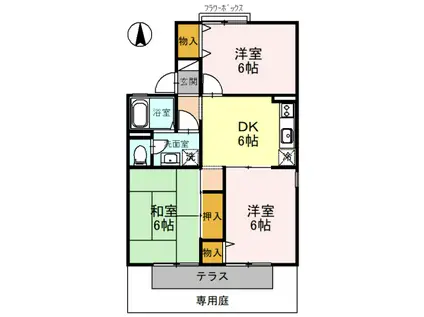 ピュアハイツ有本 I(3DK/1階)の間取り写真