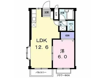 メモリーハイツMII(1LDK/2階)の間取り写真
