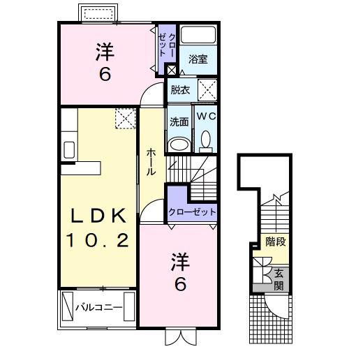 アメノカーサ(2LDK/2階)の間取り写真