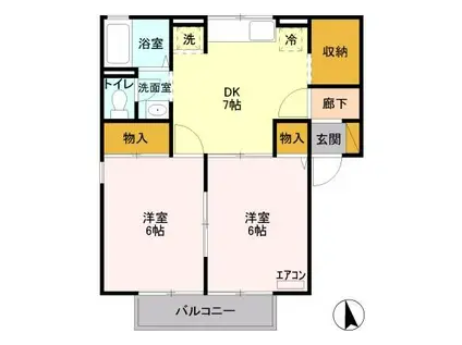 ハウゼ・K(2DK/1階)の間取り写真