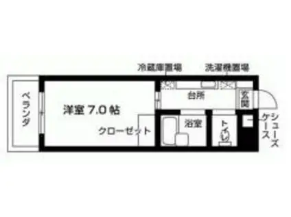 ミア カーサ(1K/1階)の間取り写真