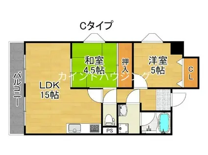 オーセント住之江(2LDK/3階)の間取り写真