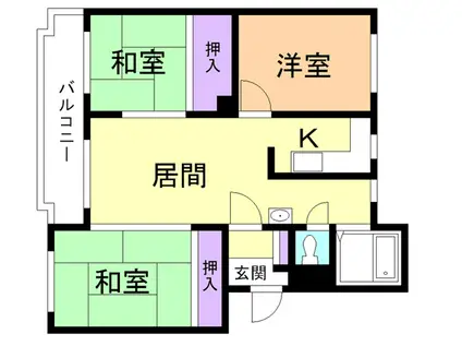 寿ハイツ新生(3LDK/4階)の間取り写真