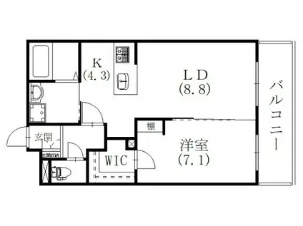 菊川市加茂第2ドゥプランニングマンション(1LDK/4階)の間取り写真