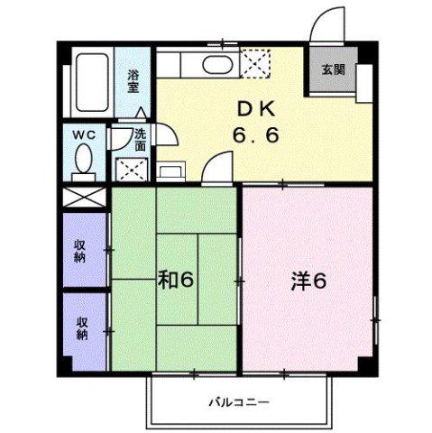 ニューシティ三条B(2DK/2階)の間取り写真