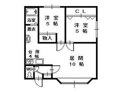 ヴィラハッピネスB(2LDK/2階)の間取り写真
