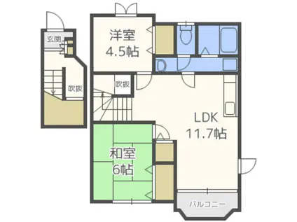 ヒューマン・ガーデン安美A(2LDK/2階)の間取り写真