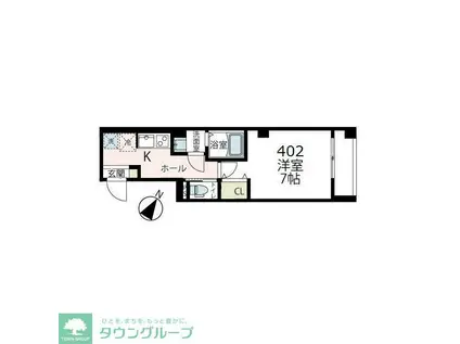 ヴィレッジ田奈(1K/4階)の間取り写真