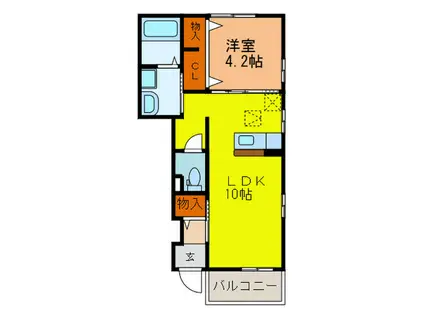 オリーブ(1LDK/1階)の間取り写真
