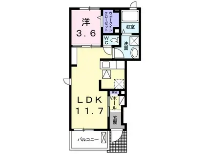 アビリティIV(1LDK/1階)の間取り写真