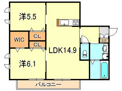 へーベルメゾン西明石II(2LDK/1階)の間取り写真