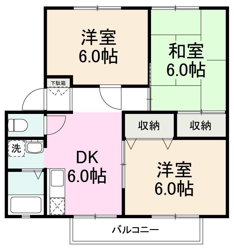 ハッピータウン高松 A・B・C・D棟(3DK/2階)の間取り写真
