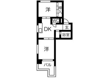 キャッスル片岡(2DK/2階)の間取り写真