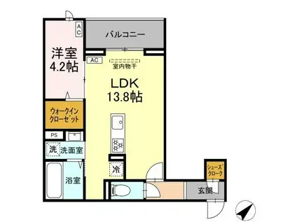 CLASSEUM都賀(1LDK/1階)の間取り写真