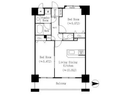 東明マンション壱番館(2LDK/9階)の間取り写真