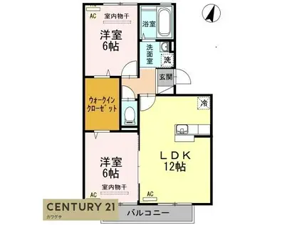 リビングタウン常盤公園B棟(2LDK/3階)の間取り写真