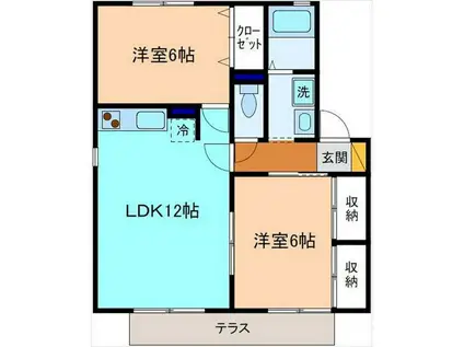 ハイカムール駅西(3DK/1階)の間取り写真