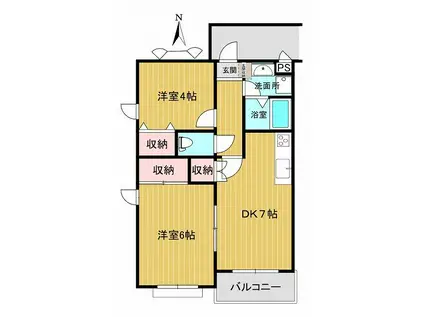 メゾンエスポワール(2DK/3階)の間取り写真