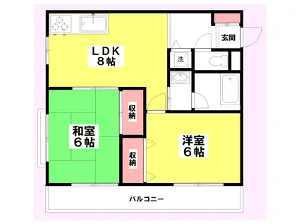 ラヴェール上尾(2LDK/2階)の間取り写真