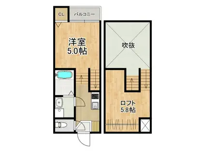 MODERN PALAZZO 諫早BRILLER(1SK/2階)の間取り写真