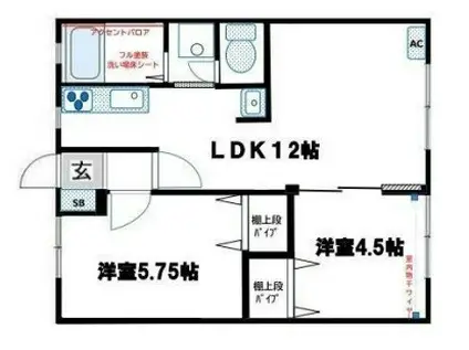 サンライフ大江島(2LDK/2階)の間取り写真