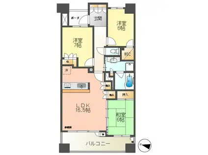 ブランズシティ港南台うぐいすの杜(3LDK/10階)の間取り写真