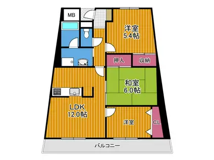 エスポアール岩根(3LDK/4階)の間取り写真