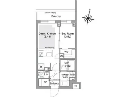 コンフォリア・リヴ東中野(1LDK/3階)の間取り写真