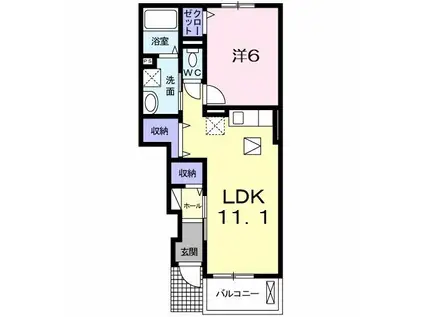 メゾン・ド・カルムII(1LDK/1階)の間取り写真