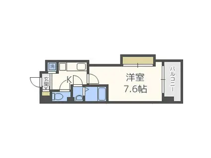 LUXE難波西II(1K/4階)の間取り写真