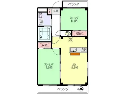 GRAN EVEIL(2LDK/2階)の間取り写真