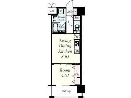 パトリス城東中央(1LDK/8階)の間取り写真