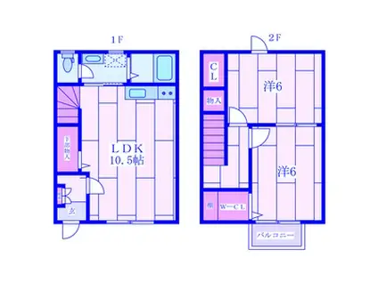 N参番館B棟(2LDK/1階)の間取り写真