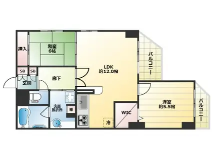 エスリード神戸熊内(2LDK/8階)の間取り写真