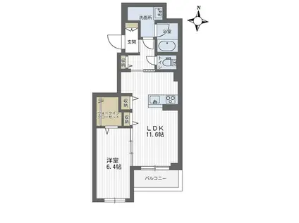 プリムベール岸町(1LDK/3階)の間取り写真
