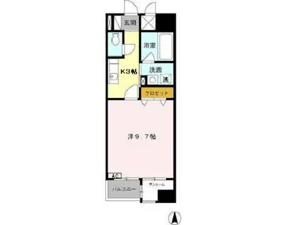 あいさきがけ(1K/4階)の間取り写真