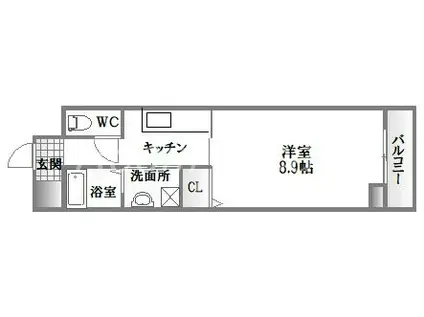 ソワ・リヴィエール(1K/4階)の間取り写真