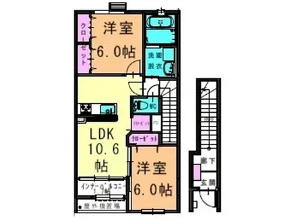 プリモローズ(2LDK/2階)の間取り写真