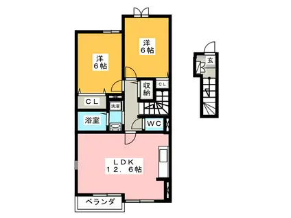 コージーコート(2LDK/2階)の間取り写真