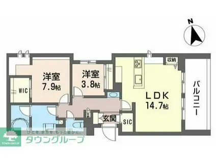 ゼフィールメゾンプレミア緑園(2LDK/1階)の間取り写真