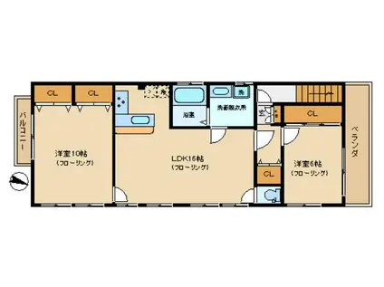 アレンタール西新宿(2LDK/3階)の間取り写真