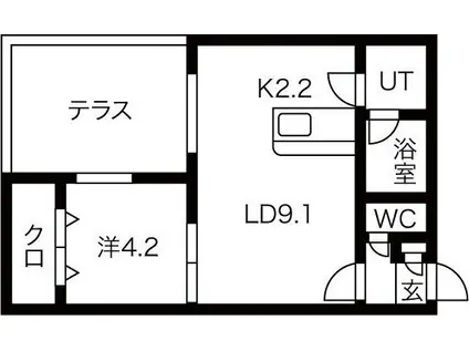 トログランデ発寒(1LDK/1階)の間取り写真