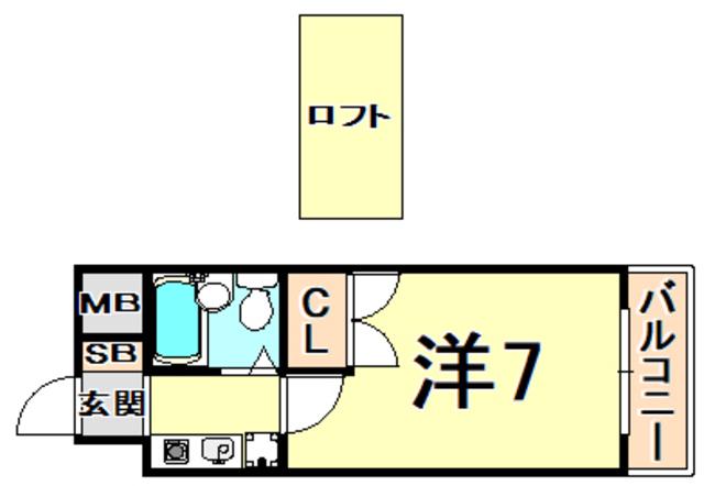 阪急神戸線 塚口駅(阪急) 徒歩14分 4階建 築33年(1K/4階)の間取り写真