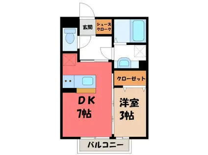 エーデルリリー(1DK/1階)の間取り写真