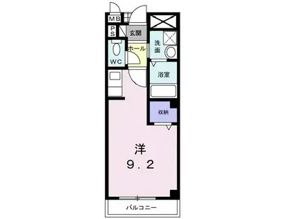 ライトアップル・K D(ワンルーム/2階)の間取り写真