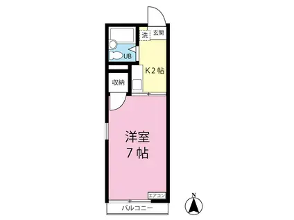 ビラ百合ヶ丘(1K/2階)の間取り写真