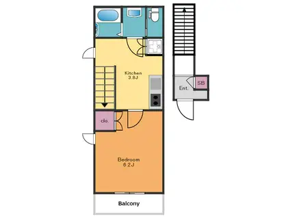 メゾンT.ARK(1K/2階)の間取り写真
