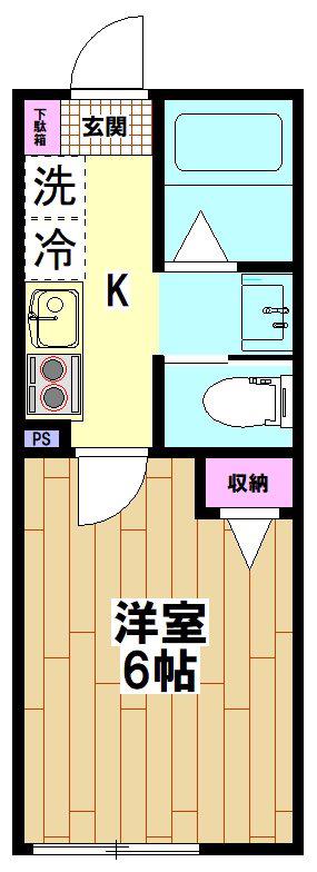 アーバンライフ谷塚(1K/3階)の間取り写真